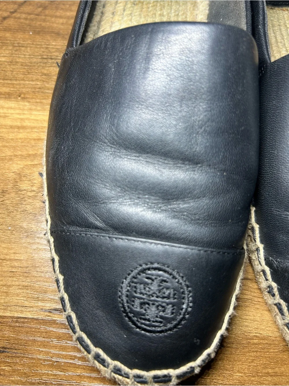 Tory Burch women’s Black Leather Espadrilles